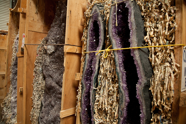 Assorted amethyst cathedrals.  Brazil