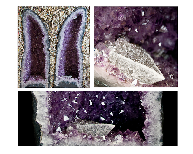 Amethyst geode with unique calcite formations. Brazil