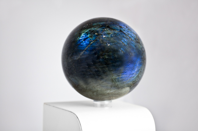 Labradorite sphere with blue and green iridescence. Madagascar 